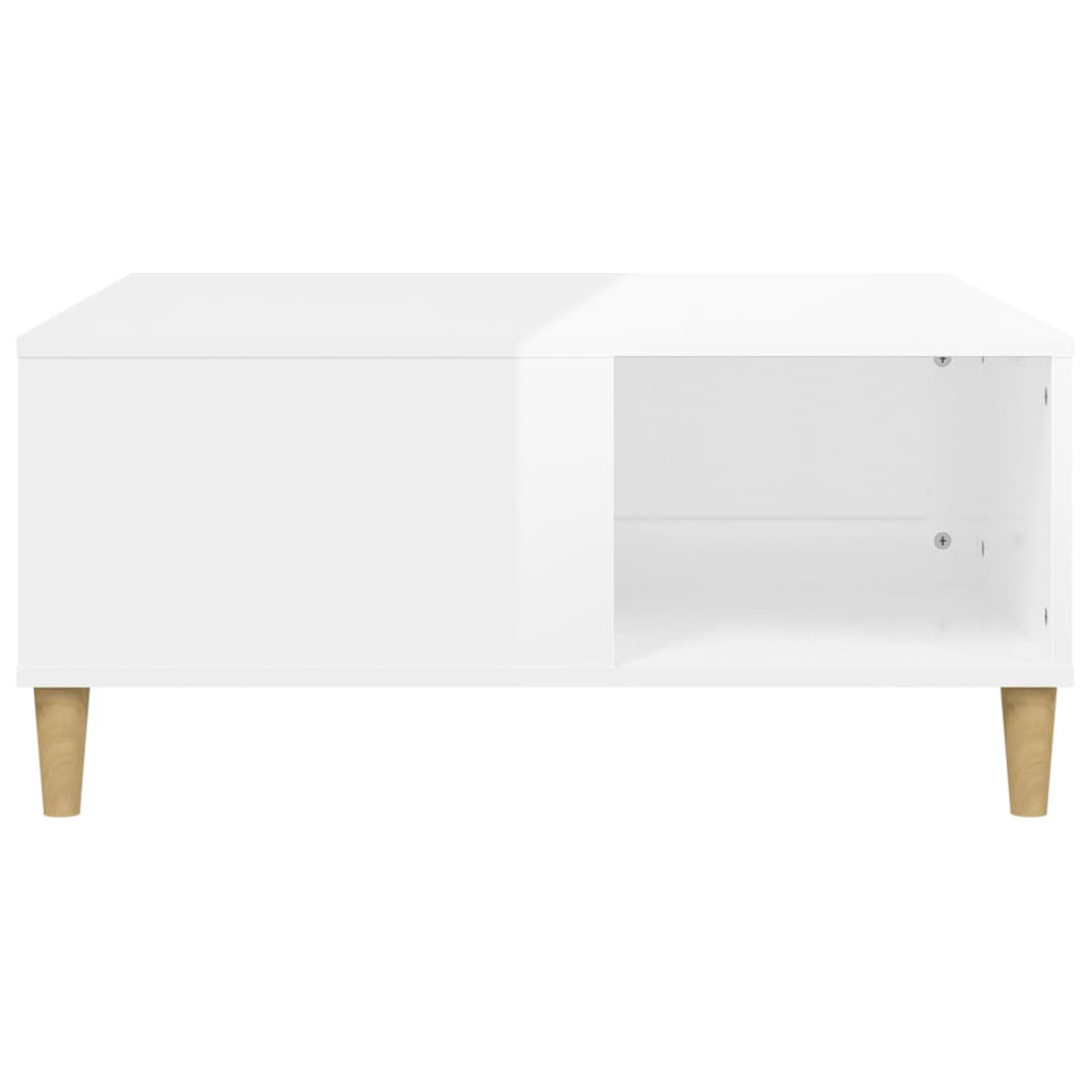 Table basse en bois d'ingénierie blanc brillant 80x80x36,5 cm