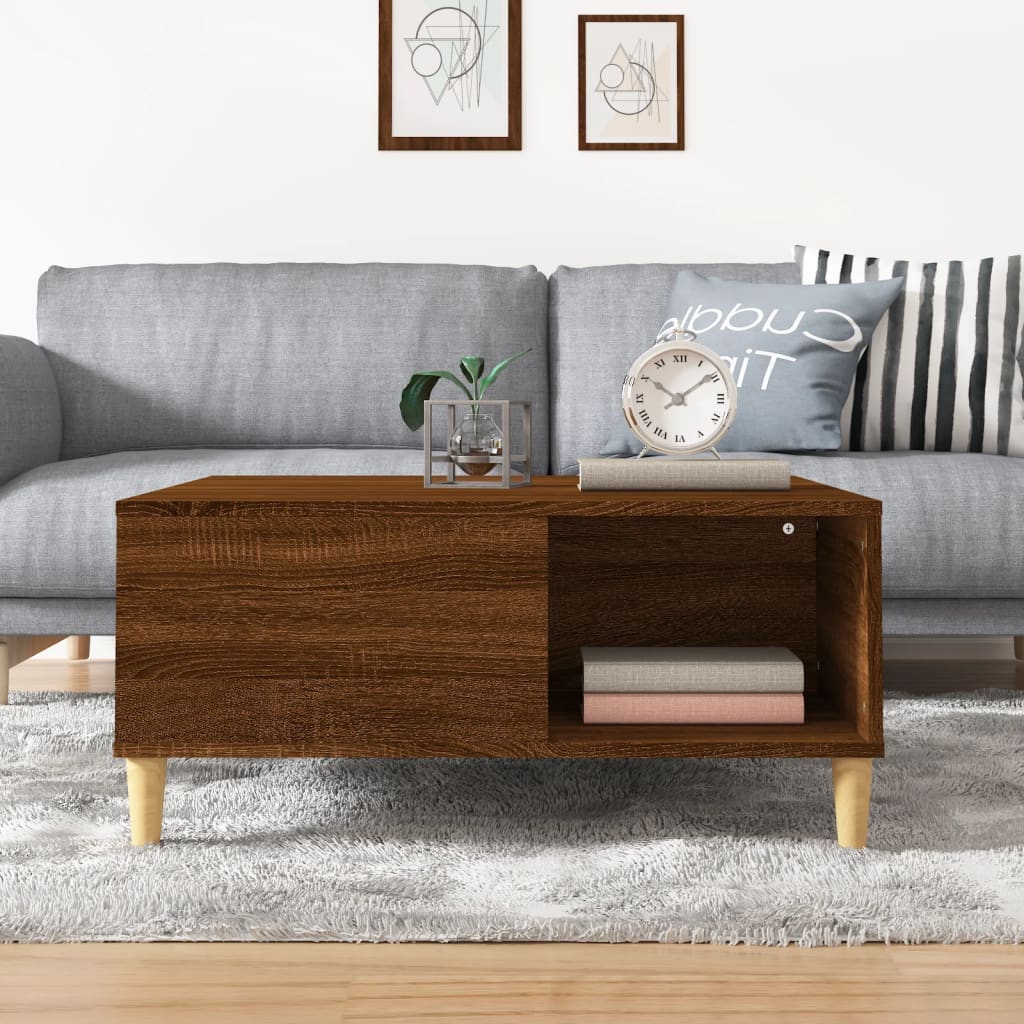 vidaXL Coffee Table Brown Oak 80x80x36.5 cm Engineered Wood