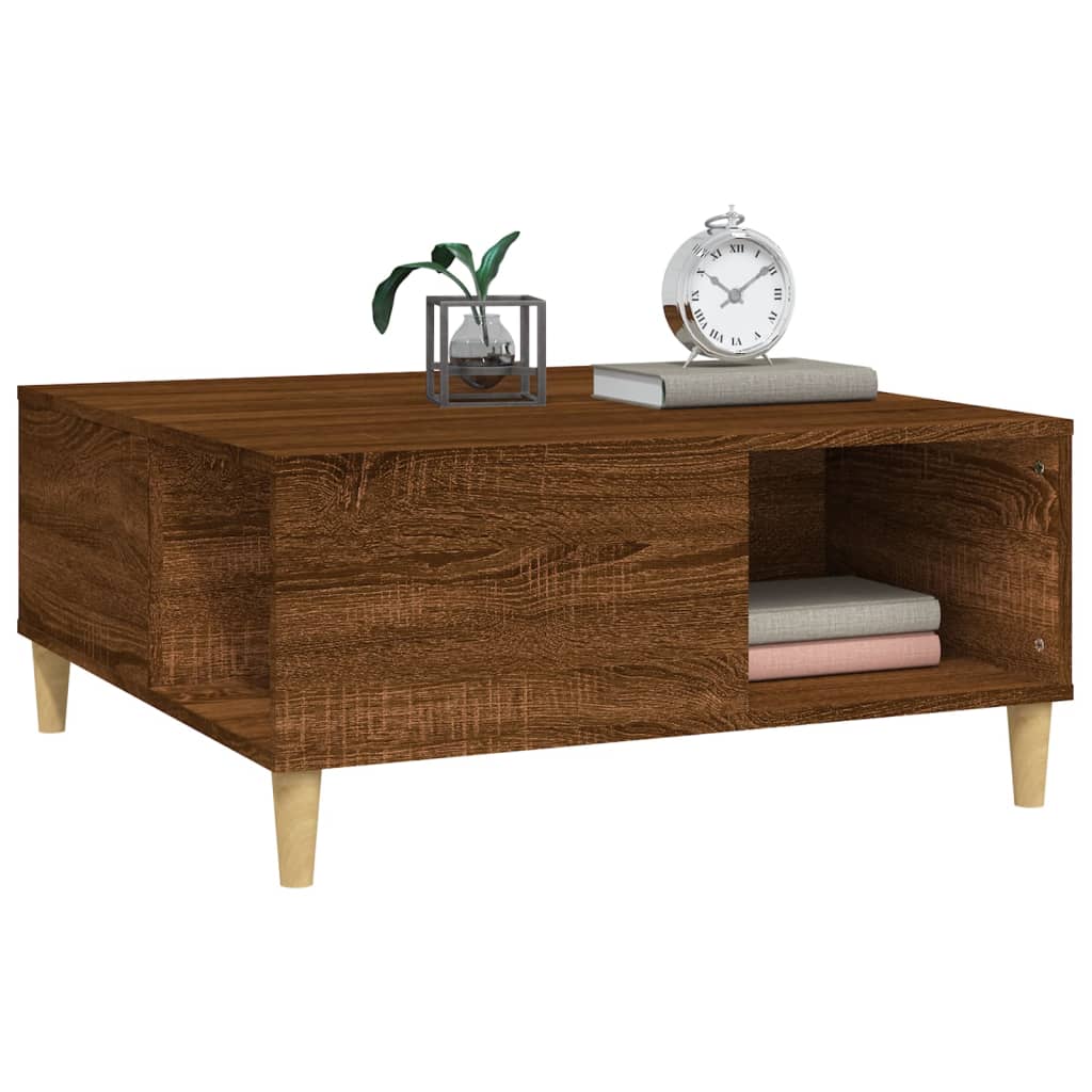 vidaXL Coffee Table Brown Oak 80x80x36.5 cm Engineered Wood