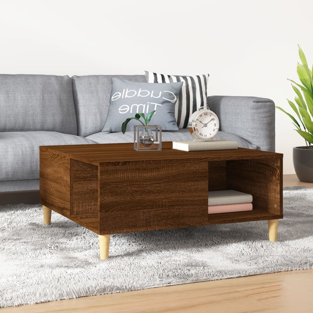 vidaXL Coffee Table Brown Oak 80x80x36.5 cm Engineered Wood