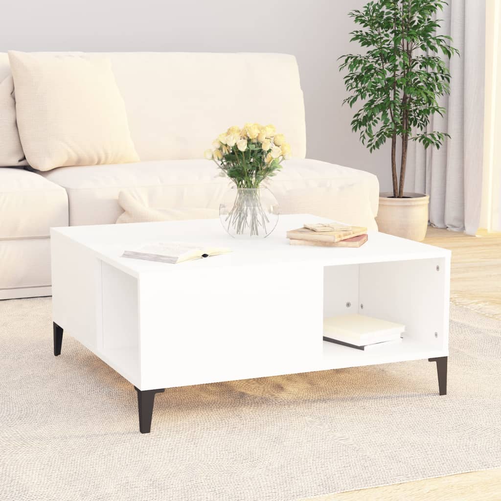 vidaXL Coffee Table White 80x80x36.5 cm Engineered Wood