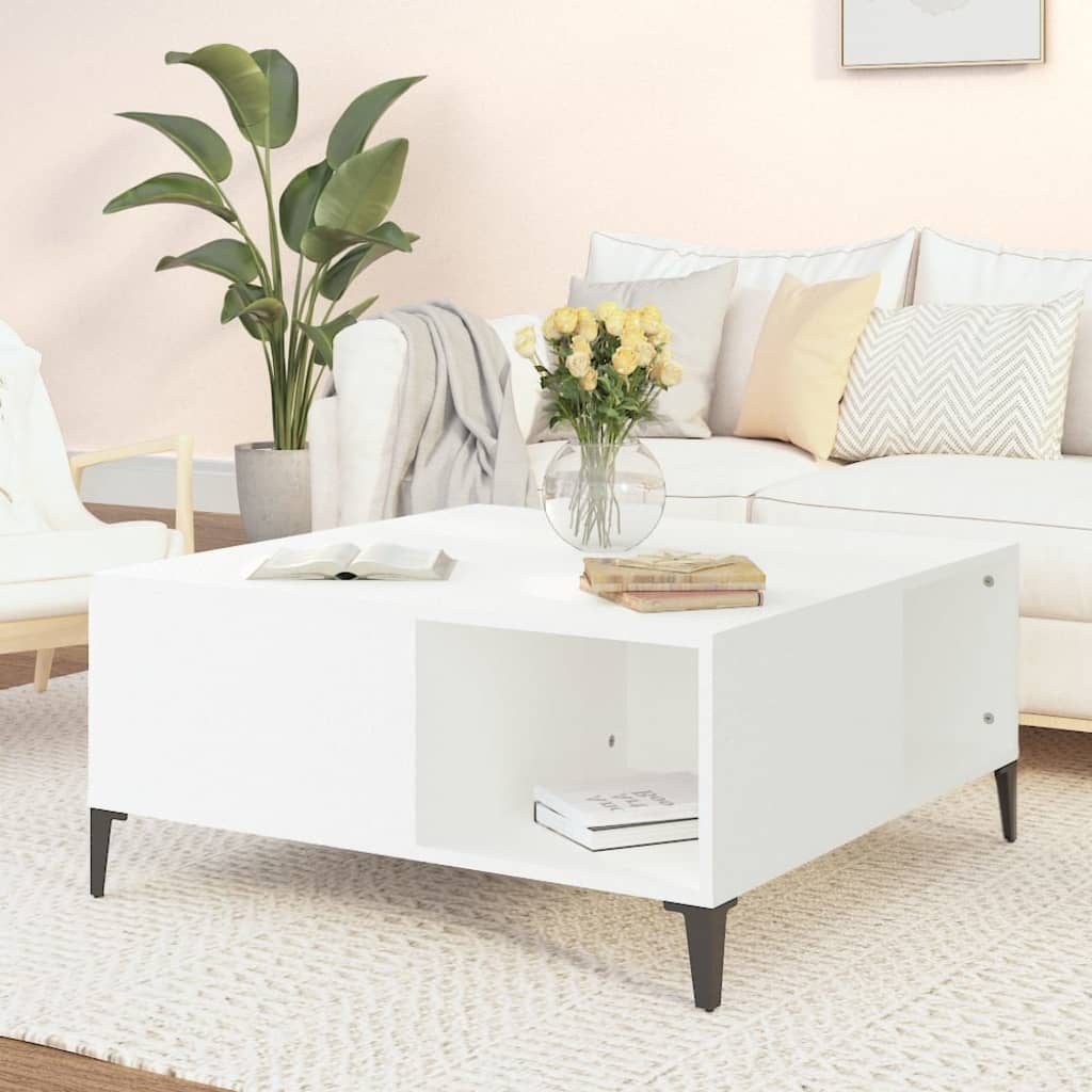 vidaXL Coffee Table White 80x80x36.5 cm Engineered Wood