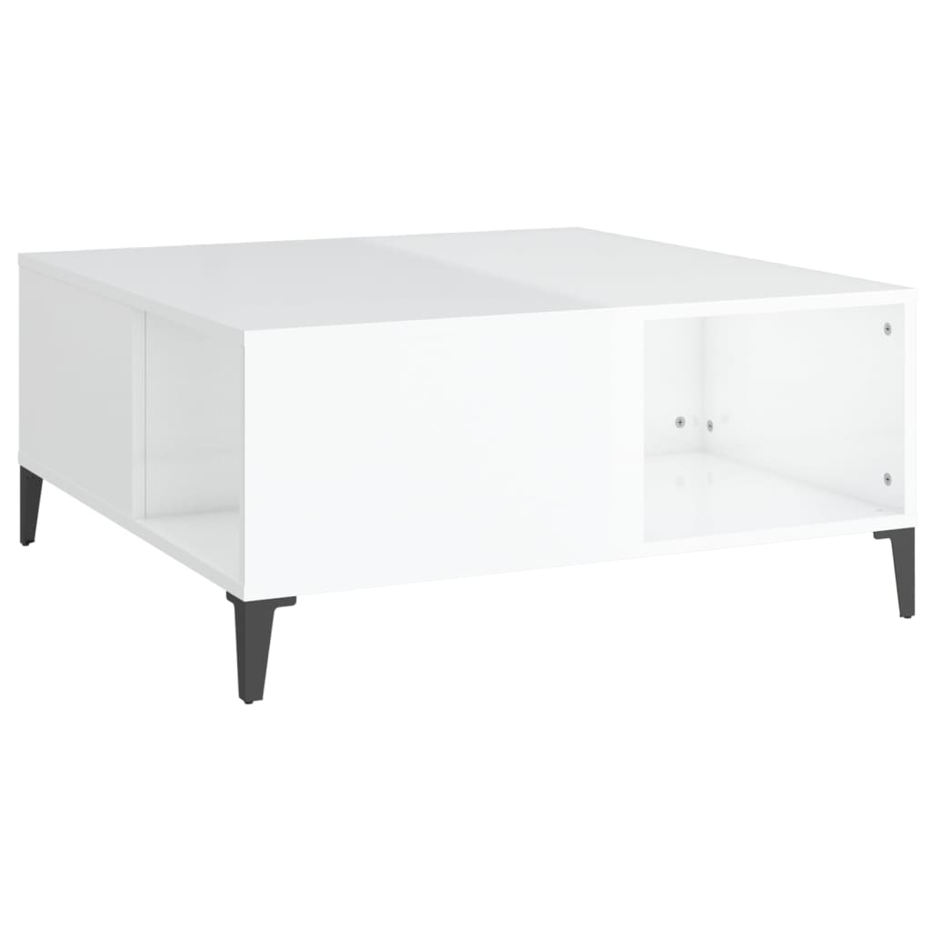 Table basse en bois d'ingénierie blanc brillant 80x80x36,5 cm