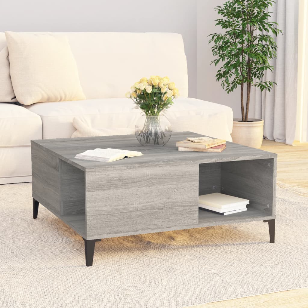 vidaXL Coffee Table Grey Sonoma 80x80x36.5 cm Engineered Wood