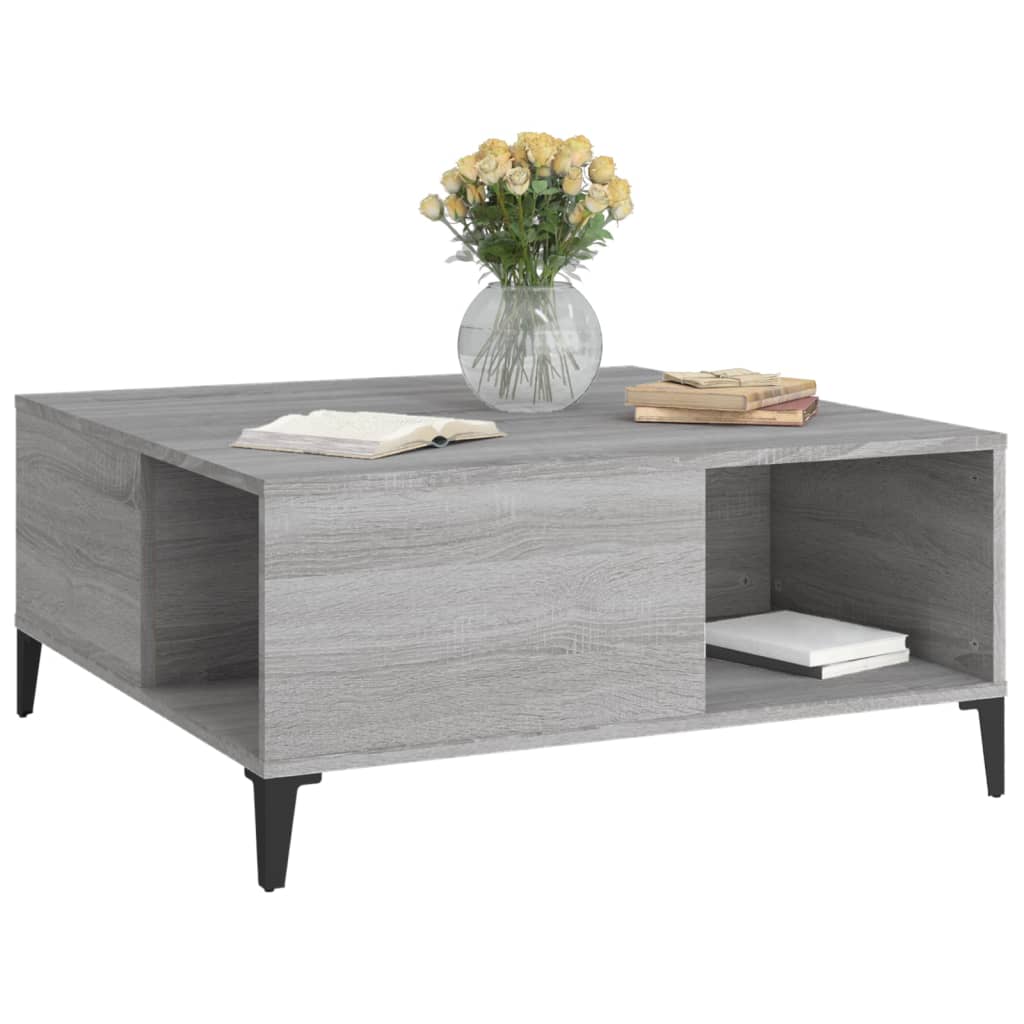 vidaXL Coffee Table Grey Sonoma 80x80x36.5 cm Engineered Wood