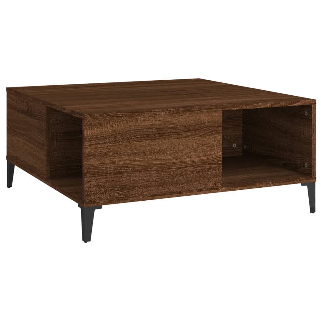 vidaXL Coffee Table Brown Oak 80x80x36.5 cm Engineered Wood