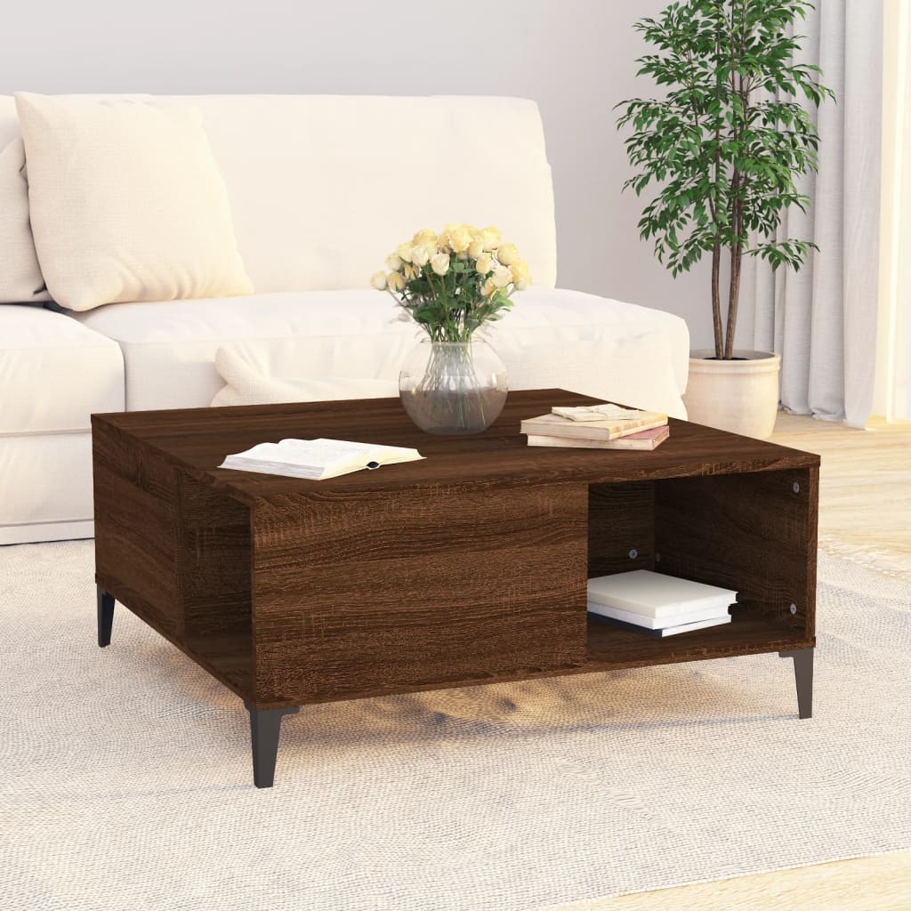 vidaXL Coffee Table Brown Oak 80x80x36.5 cm Engineered Wood