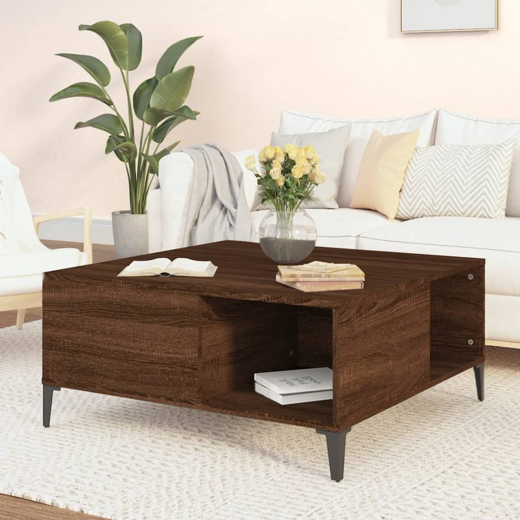 vidaXL Coffee Table Brown Oak 80x80x36.5 cm Engineered Wood