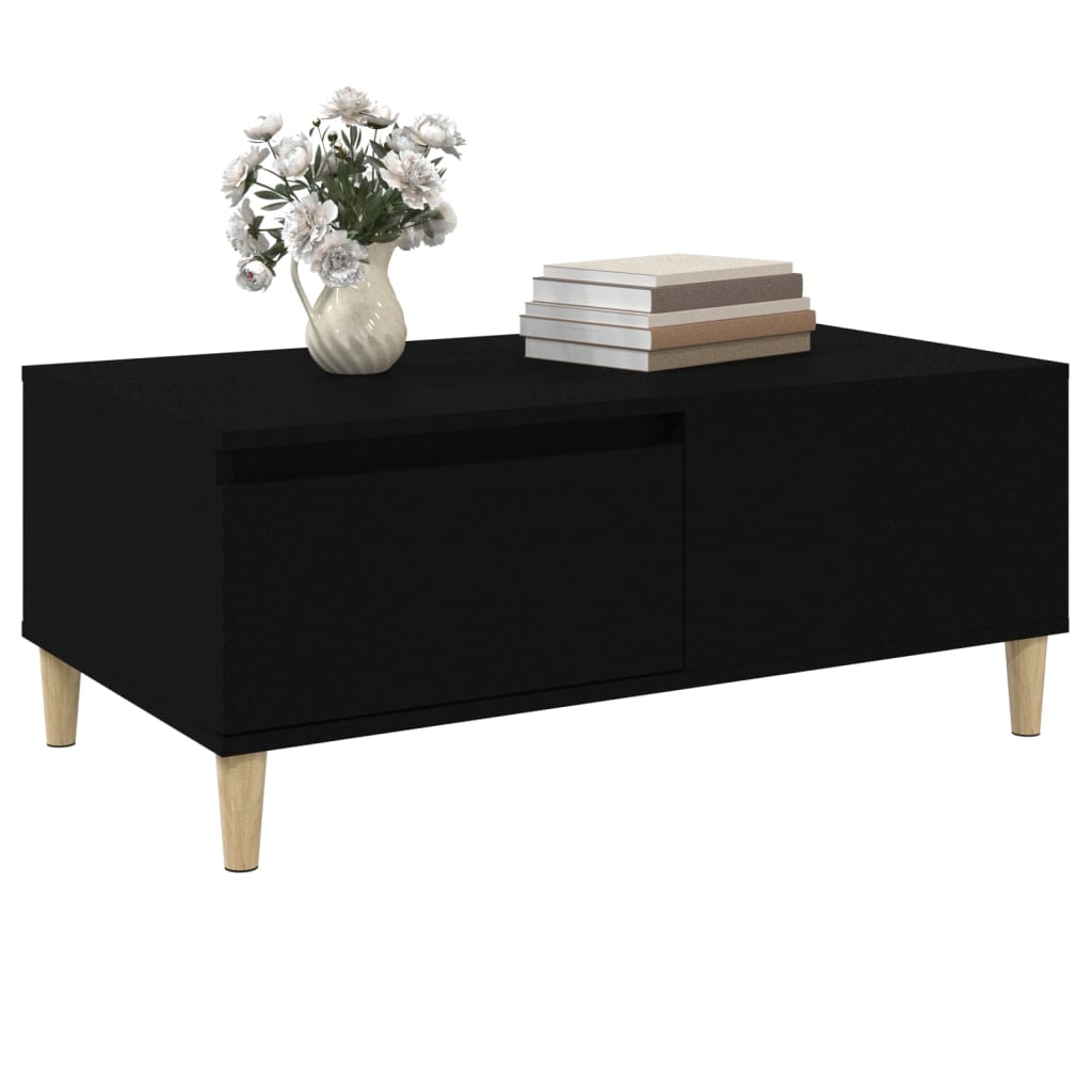 Table basse Noir 90x50x36,5 cm Bois d'ingénierie