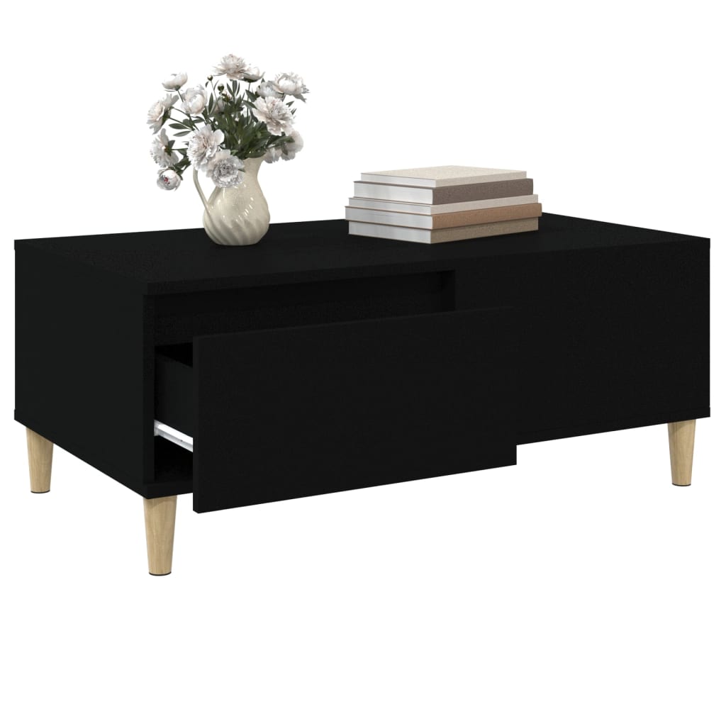 Table basse Noir 90x50x36,5 cm Bois d'ingénierie