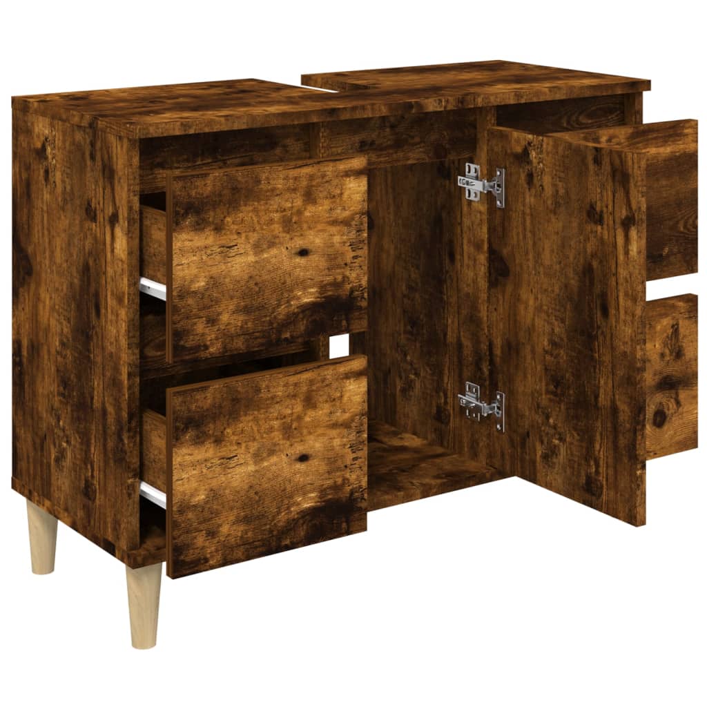 Spoelbakkast Gerookt Eiken 80x33x60 cm Engineered Wood