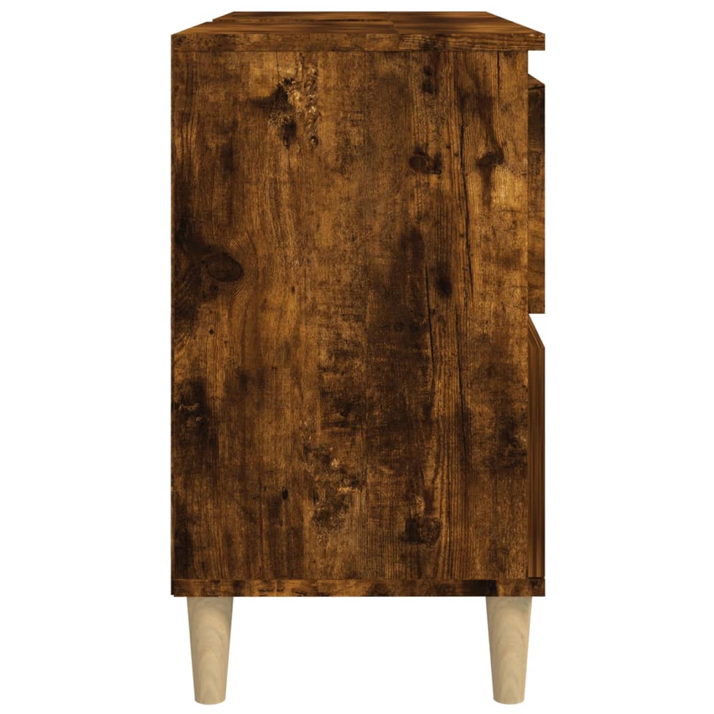 Meuble Lavabo Chêne Fumé 80x33x60 cm Bois D'ingénierie