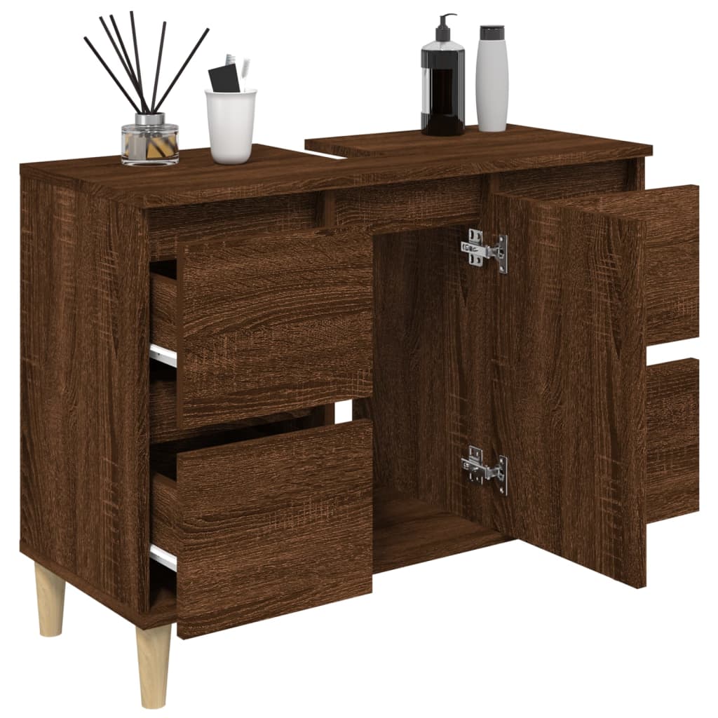 Meuble Lavabo Chêne Marron 80x33x60 cm Bois D'ingénierie