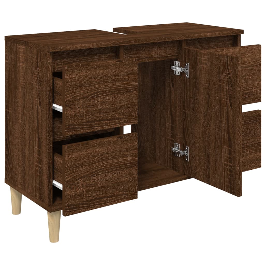 Meuble Lavabo Chêne Marron 80x33x60 cm Bois D'ingénierie