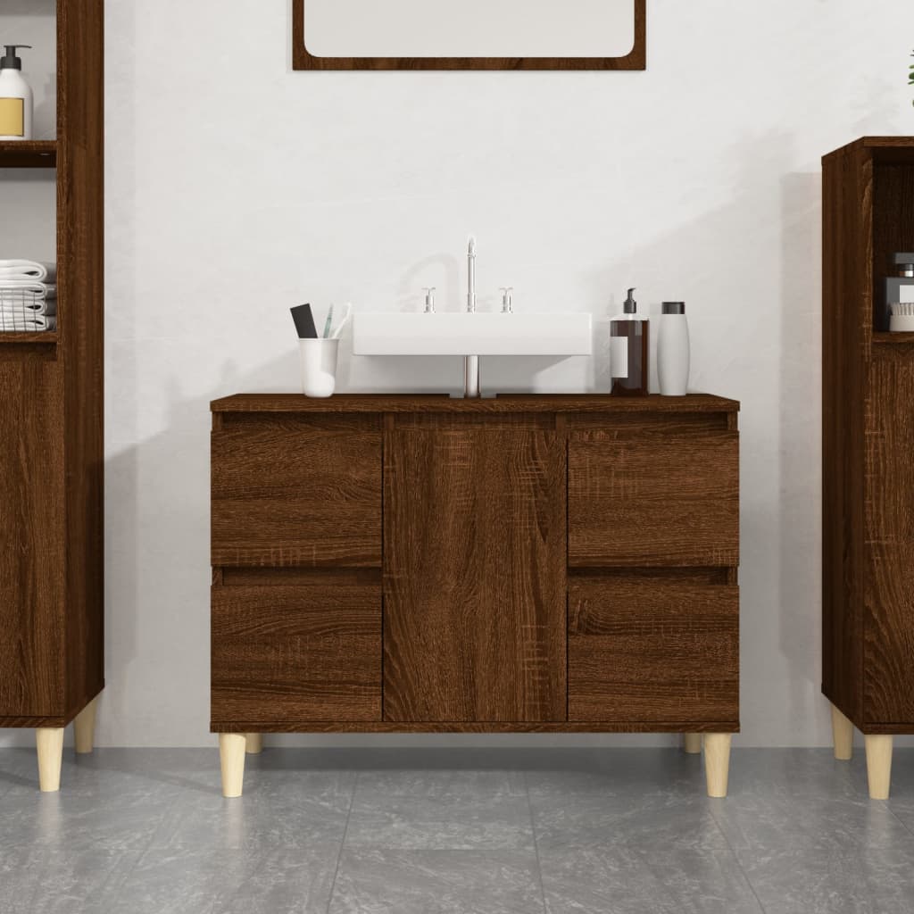 Meuble Lavabo Chêne Marron 80x33x60 cm Bois D'ingénierie