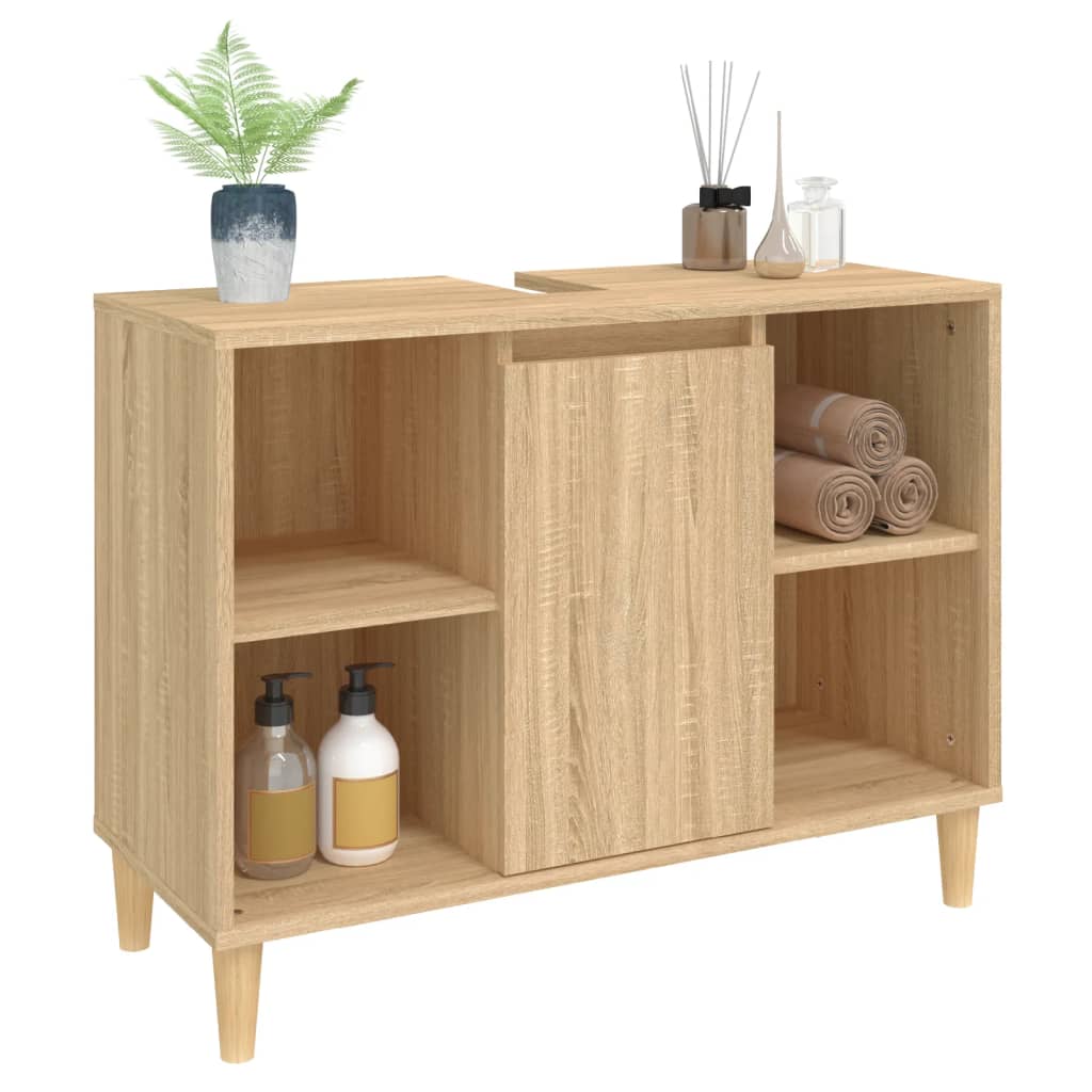 Meuble Lavabo Chêne Sonoma 80x33x60 cm Bois D'ingénierie