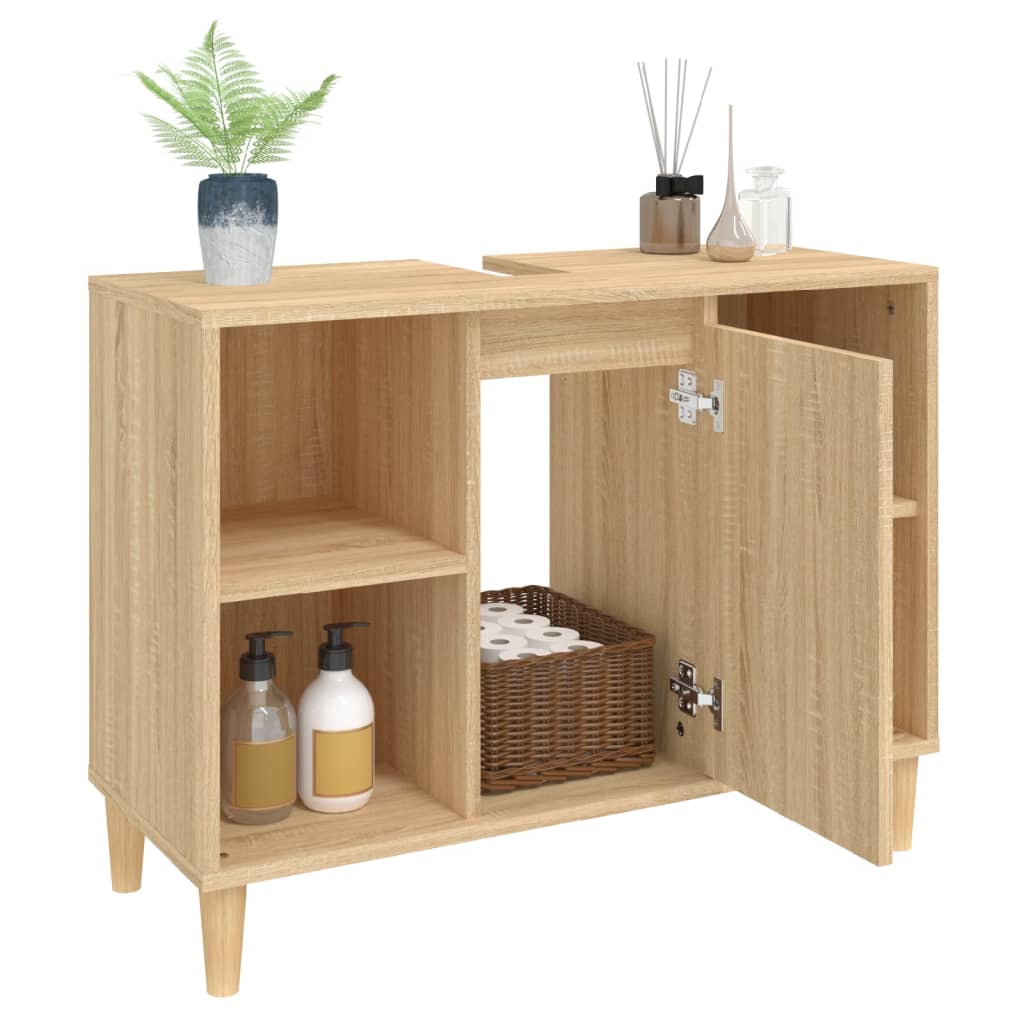 Meuble Lavabo Chêne Sonoma 80x33x60 cm Bois D'ingénierie