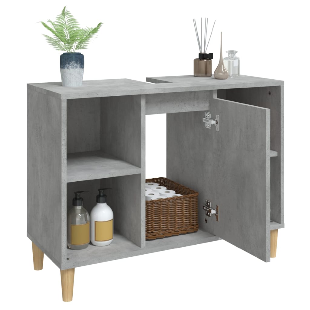 Meuble Lavabo Gris Béton 80x33x60 cm Bois D'ingénierie