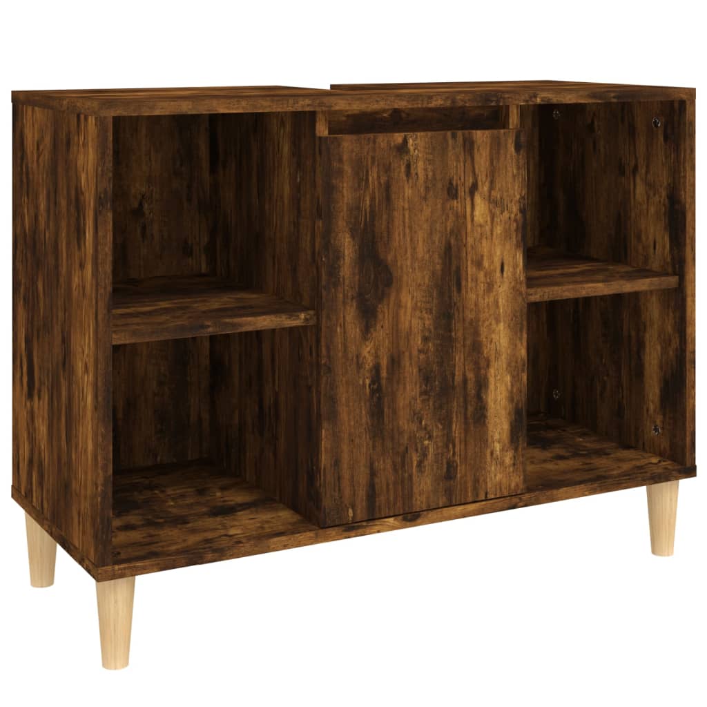 vidaXL Sink Cabinet Smoked Oak 80x33x60 cm Engineered Wood