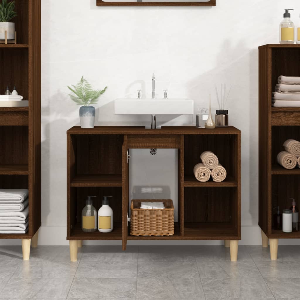 Meuble Lavabo Chêne Marron 80x33x60 cm Bois D'ingénierie