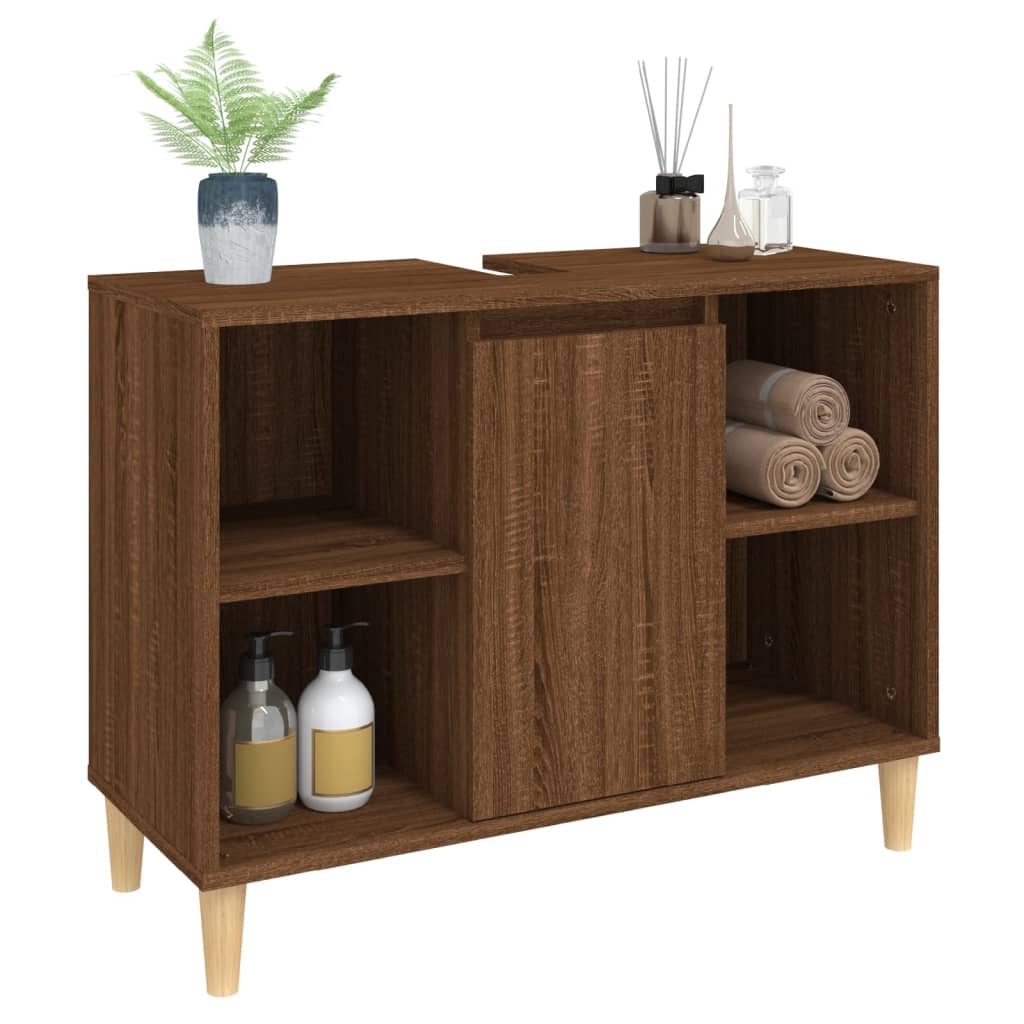 Meuble Lavabo Chêne Marron 80x33x60 cm Bois D'ingénierie