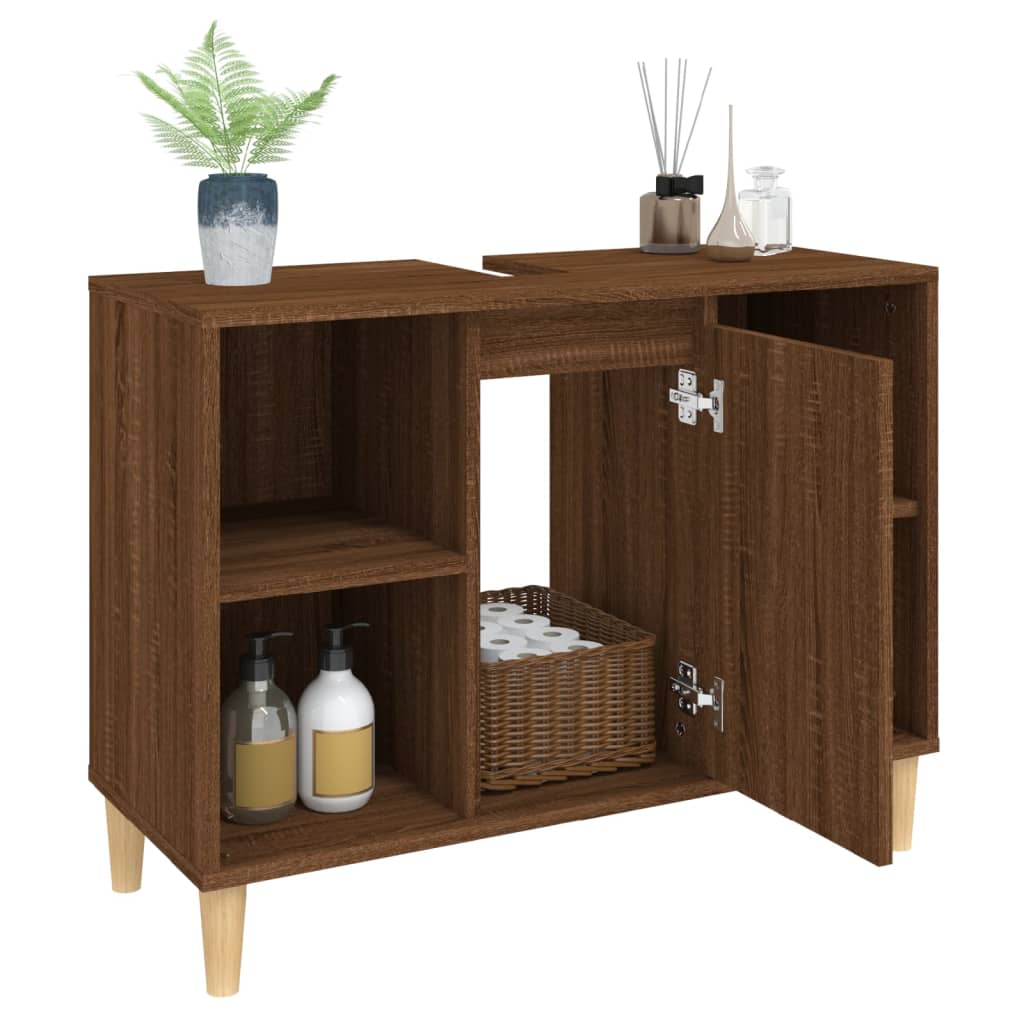 Meuble Lavabo Chêne Marron 80x33x60 cm Bois D'ingénierie