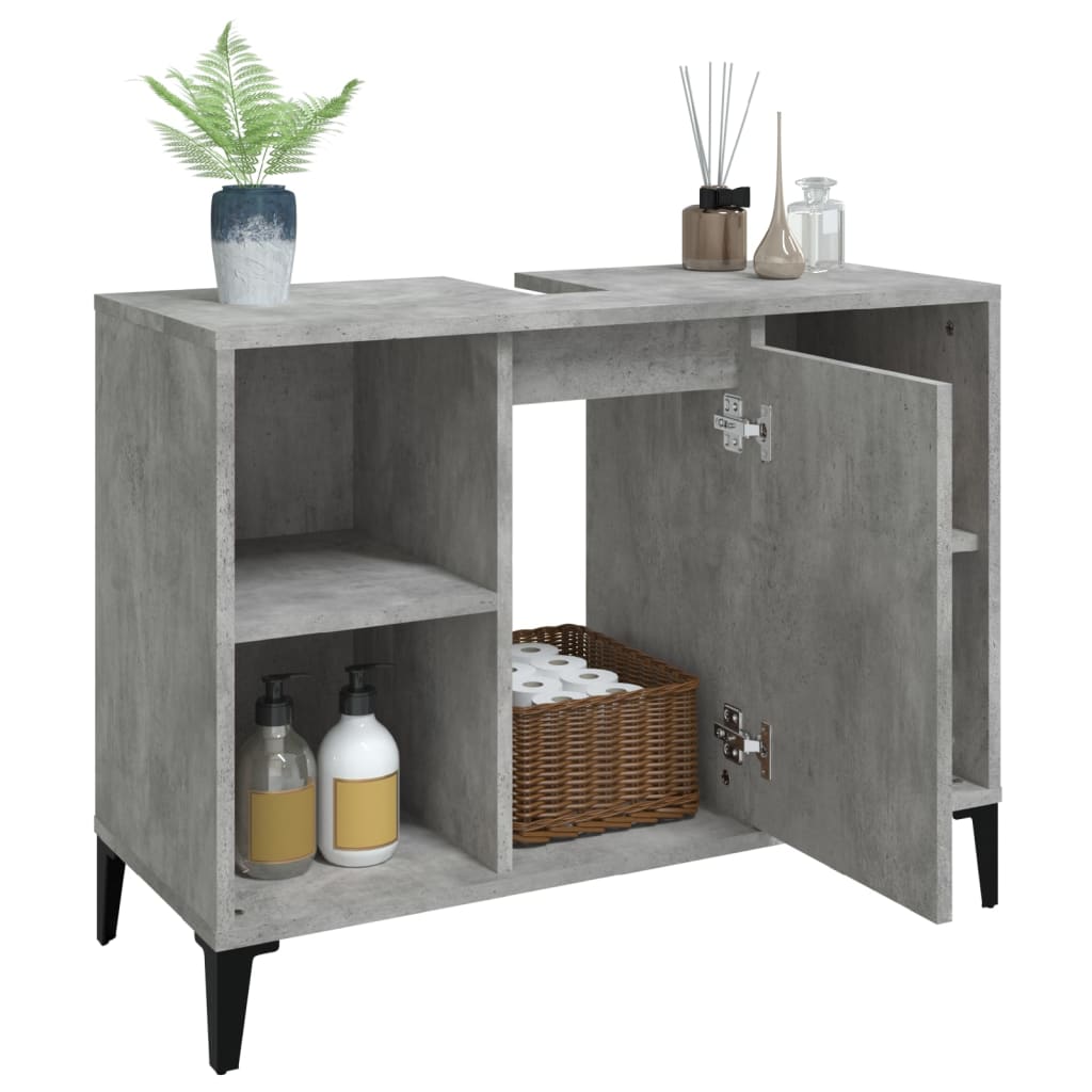 Meuble Lavabo Gris Béton 80x33x60 cm Bois D'ingénierie