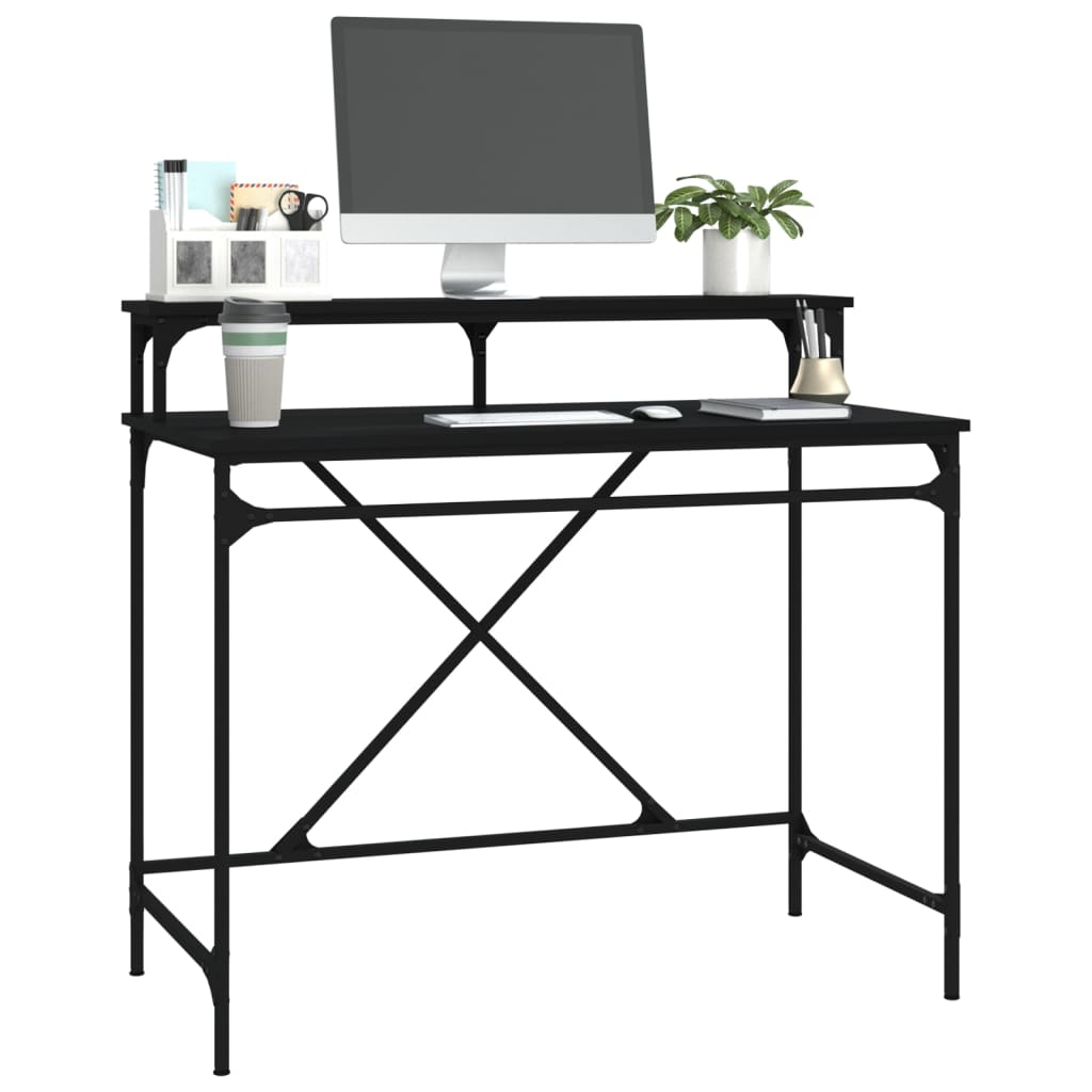 Desk Black 100x50x90 cm Engineered Wood and Iron - Upclimb Ltd