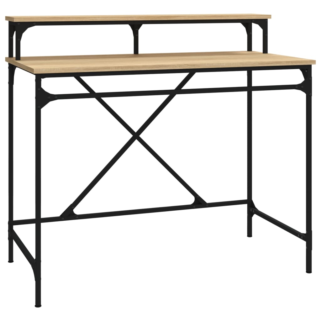 Desk Sonoma Oak 100x50x90 cm Engineered Wood and Iron - Upclimb Ltd