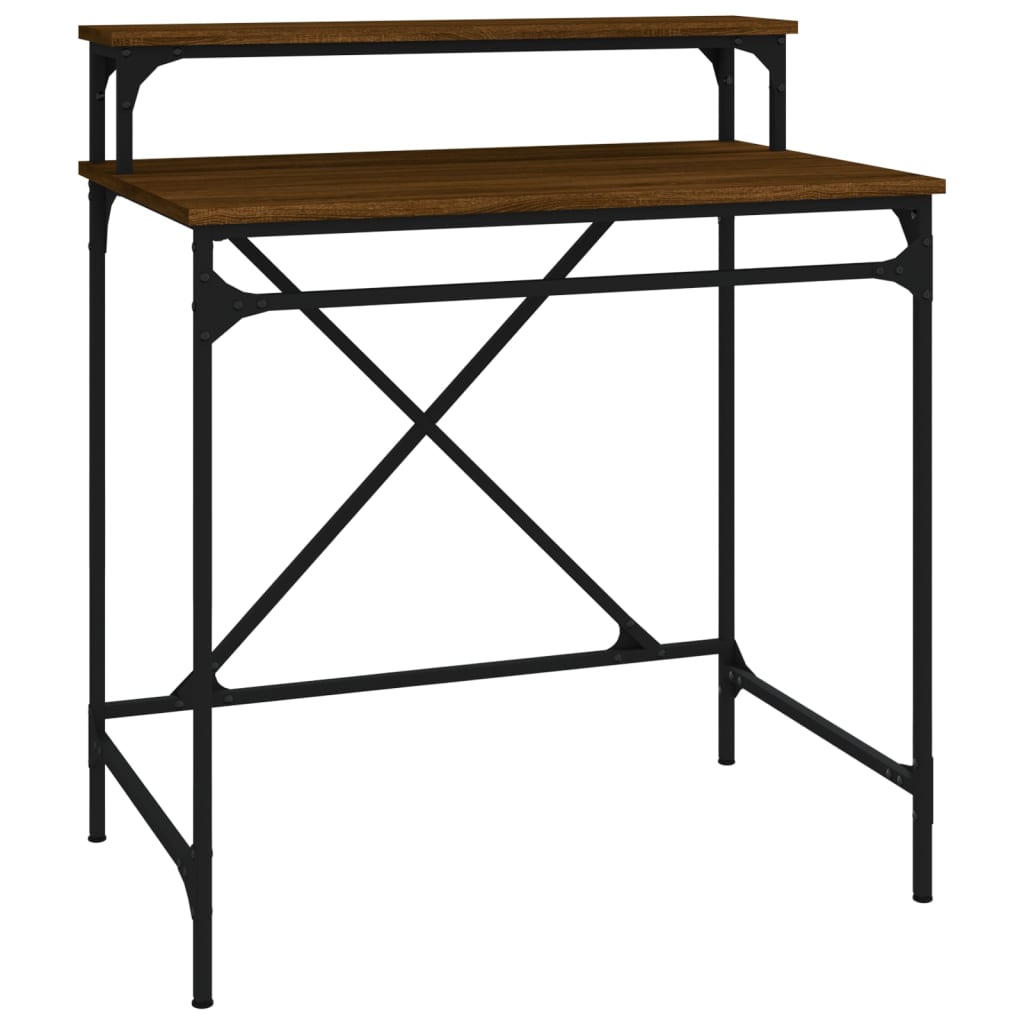 Desk Brown Oak 80x50x90 cm Engineered Wood and Iron - Upclimb Ltd