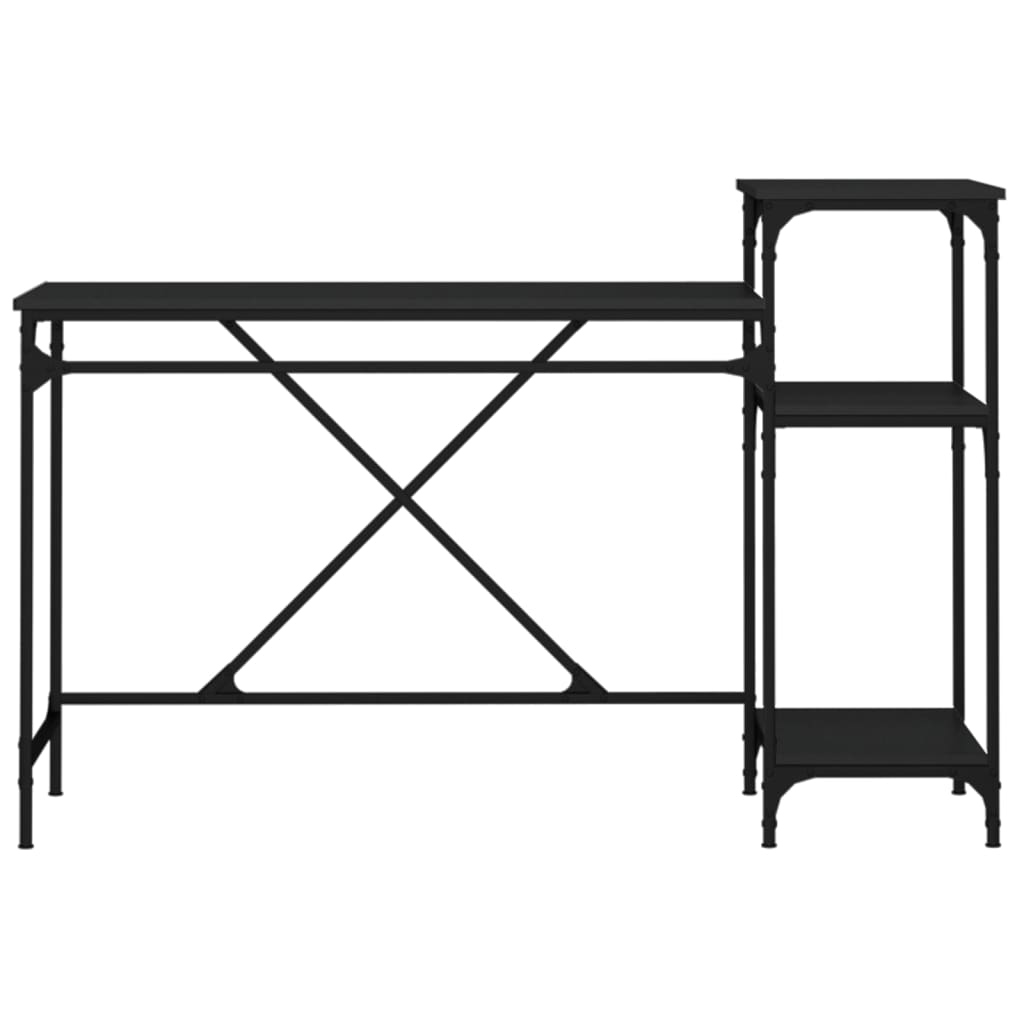 Desk with Shelves Black 135x50x90 cm Engineered Wood&Iron - Upclimb Ltd