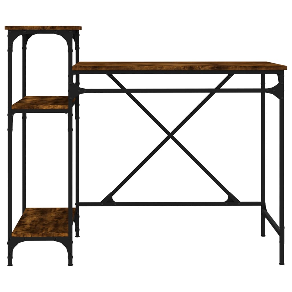 Desk with Shelves Smoked Oak 105x50x90 cm Engineered Wood&Iron - Upclimb Ltd