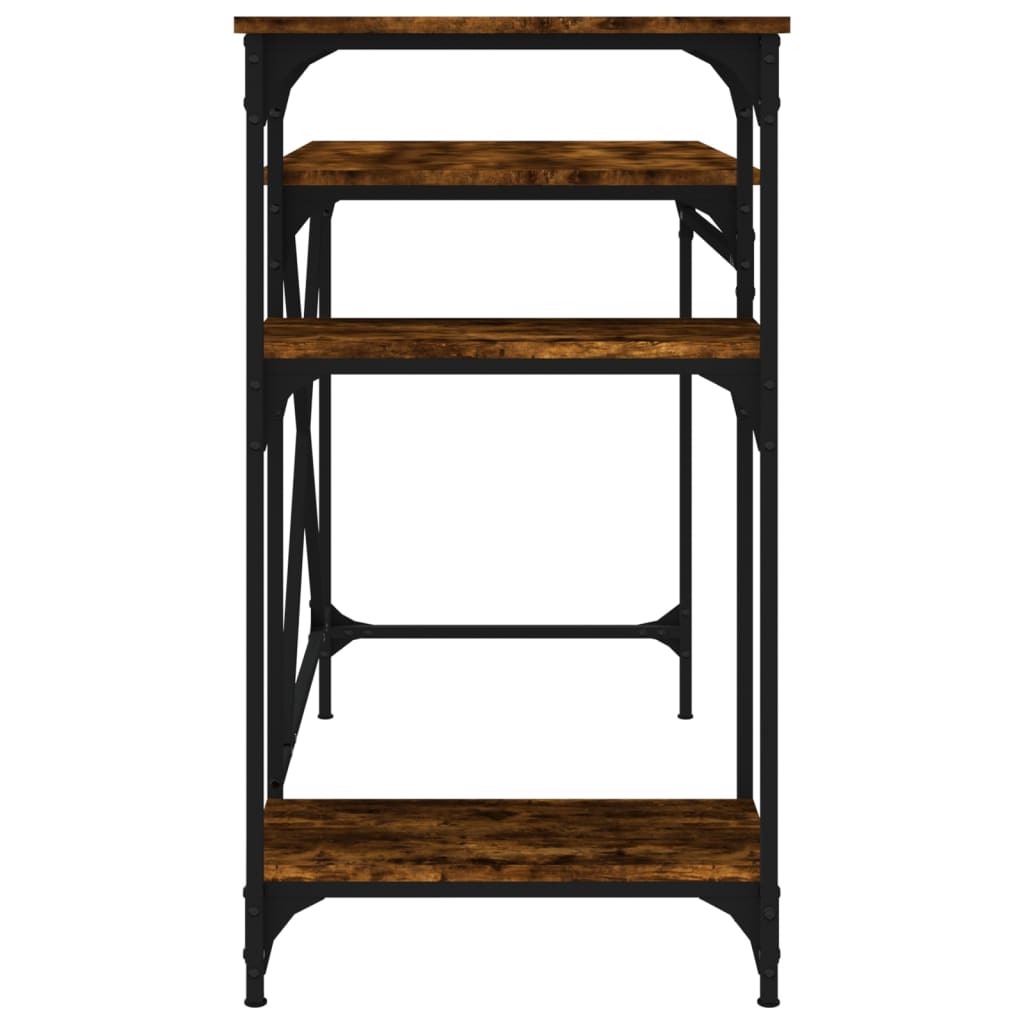 Desk with Shelves Smoked Oak 105x50x90 cm Engineered Wood&Iron - Upclimb Ltd