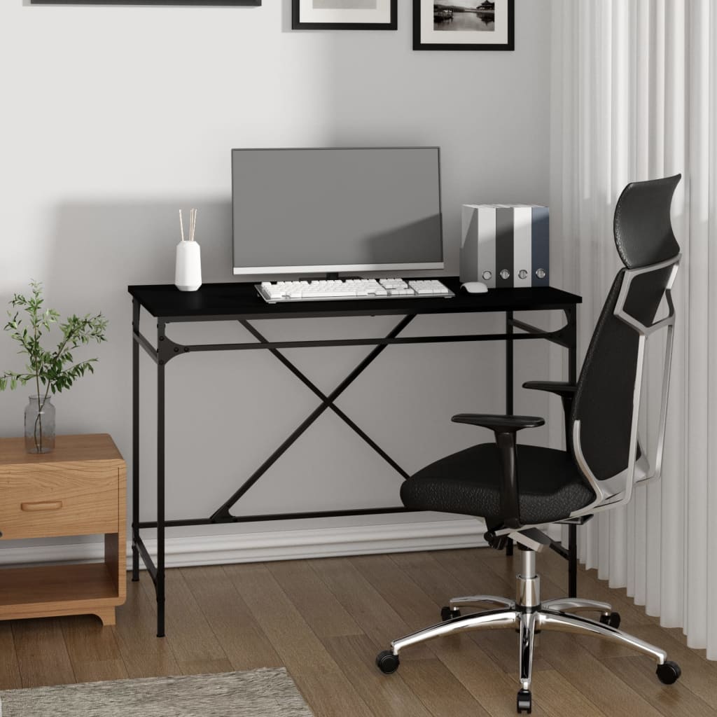 Desk Black 100x50x75 cm Engineered Wood and Iron - Upclimb Ltd