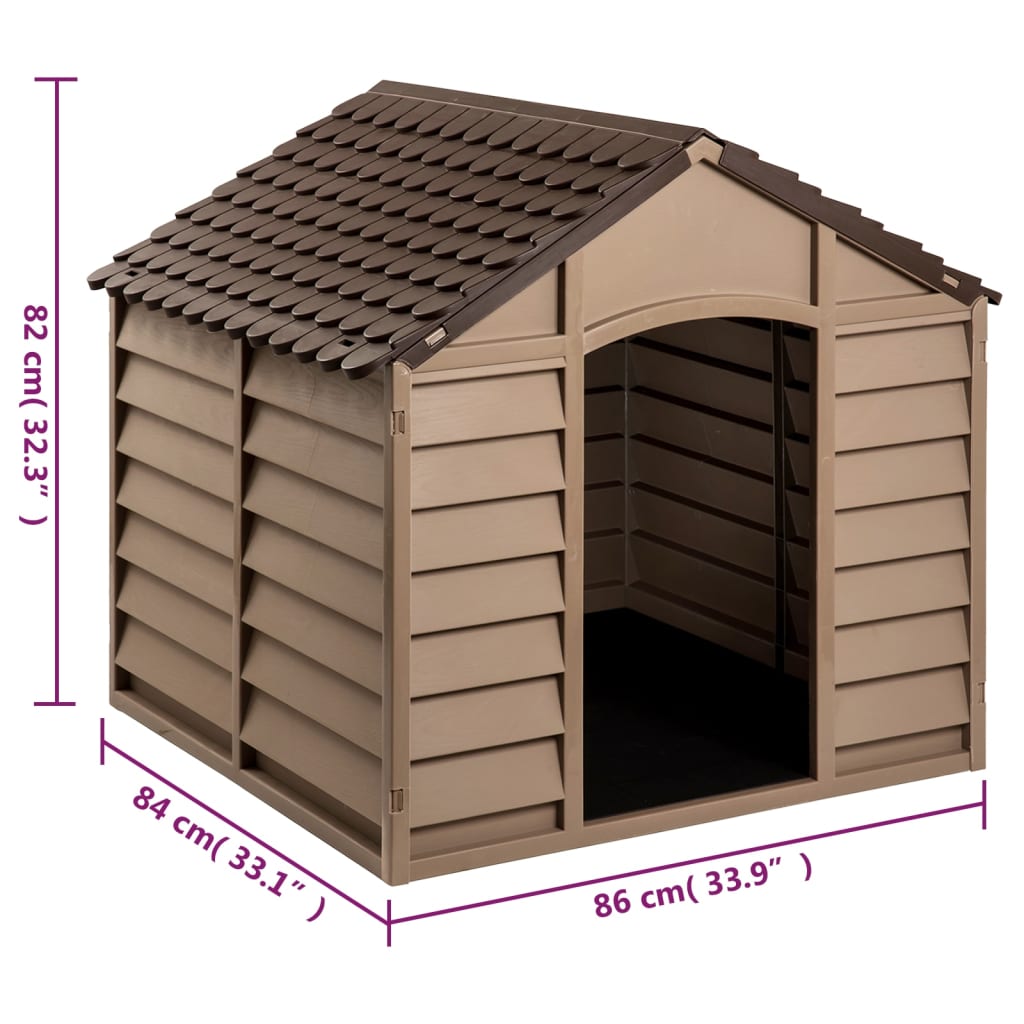 Dog House Brown 86x84x82 cm Polypropylene - Upclimb Ltd