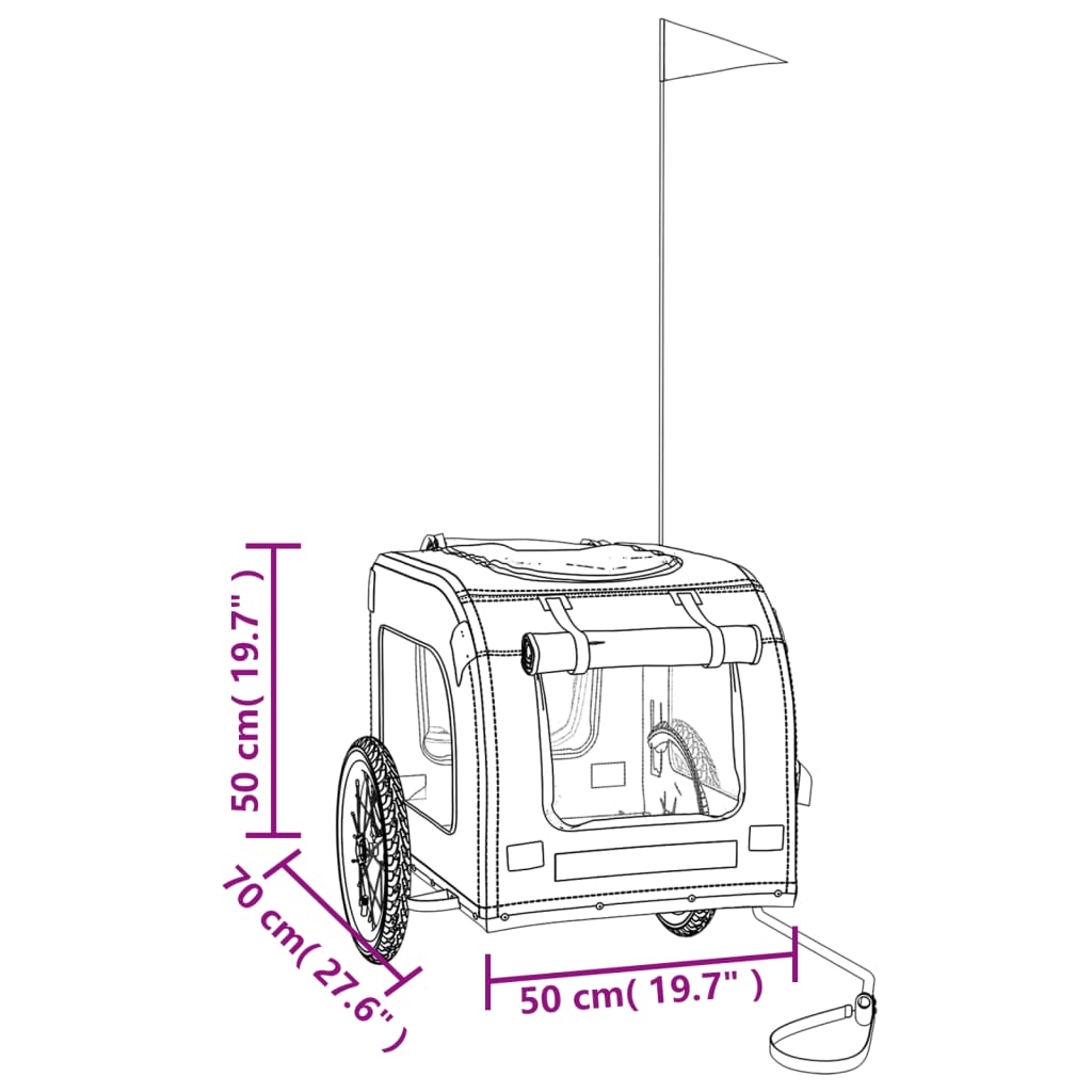 vidaXL Pet Bike Trailer Black and Grey Oxford Fabric and Iron