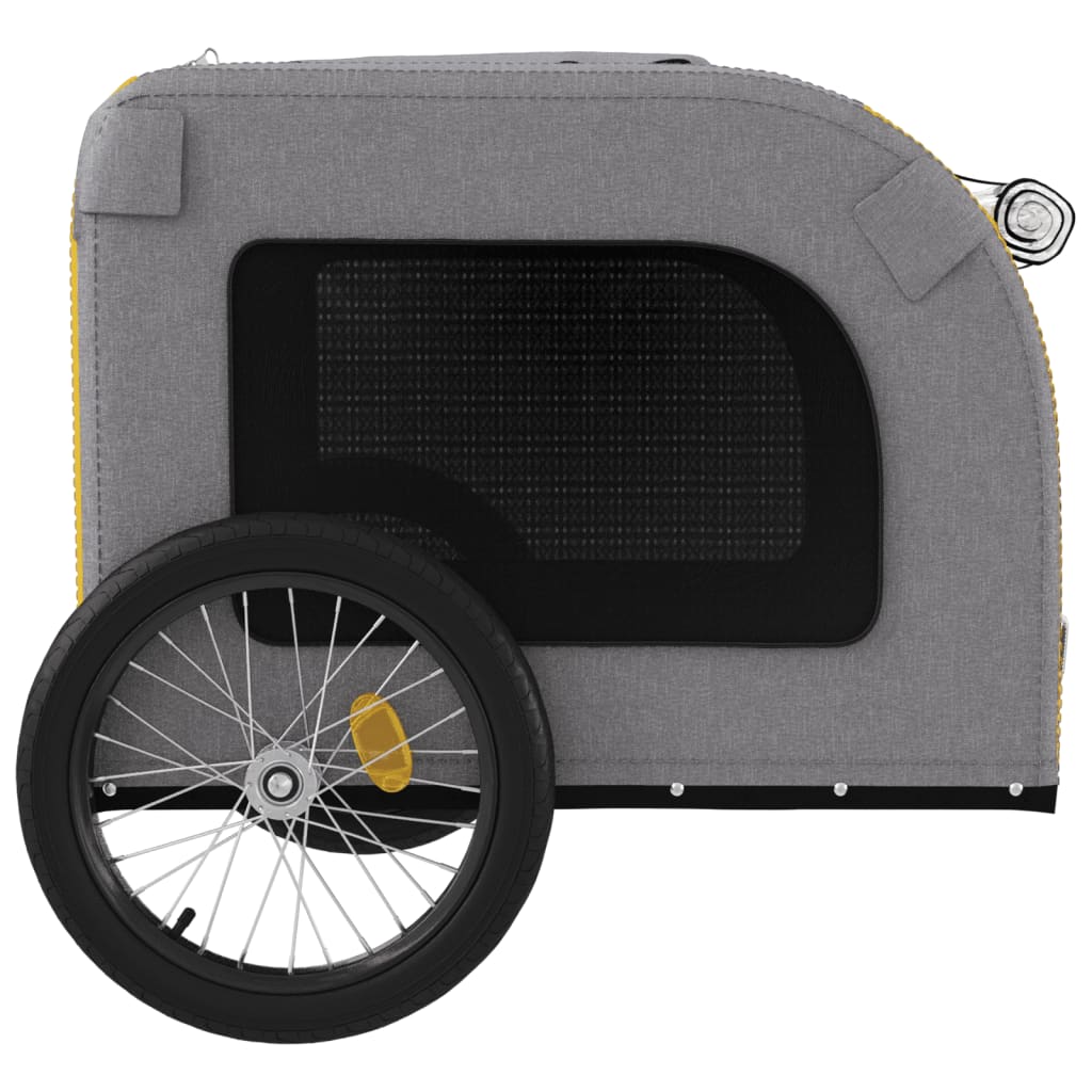 vidaXL Pet Bike Trailer Yellow and Grey Oxford Fabric&Iron