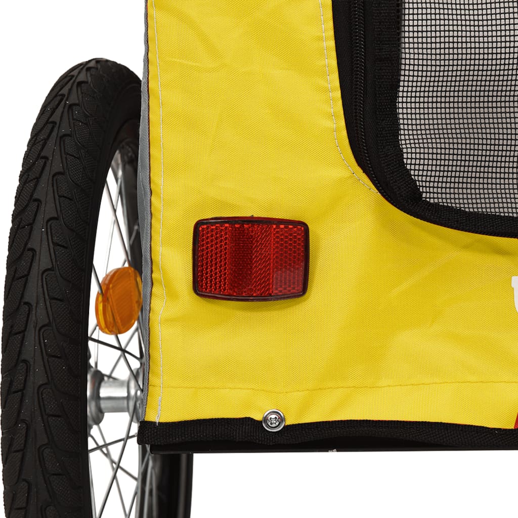 vidaXL Pet Bike Trailer Yellow and Grey Oxford Fabric&Iron