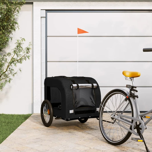 vidaXL Pet Bike Trailer Black Oxford Fabric and Iron