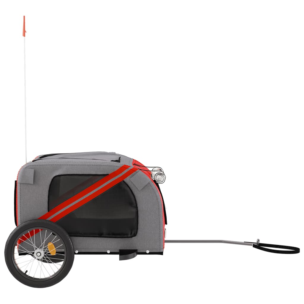 vidaXL Pet Bike Trailer Red and Grey Oxford Fabric and Iron