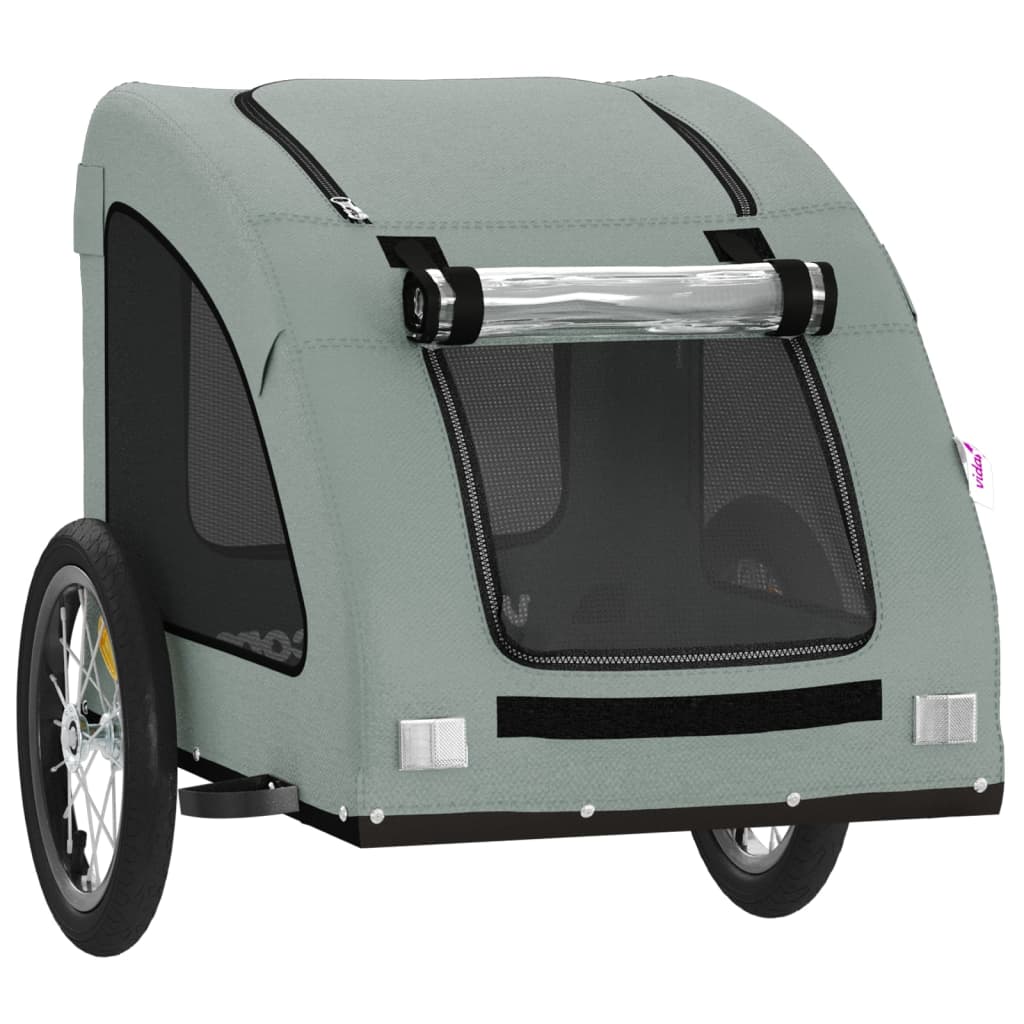 vidaXL Pet Bike Trailer Grey Oxford Fabric and Iron