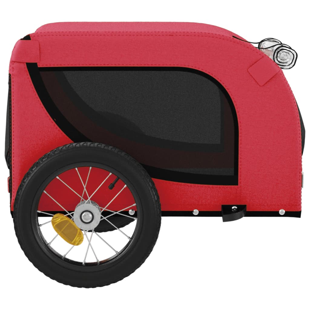 vidaXL Pet Bike Trailer Red and Black Oxford Fabric and Iron