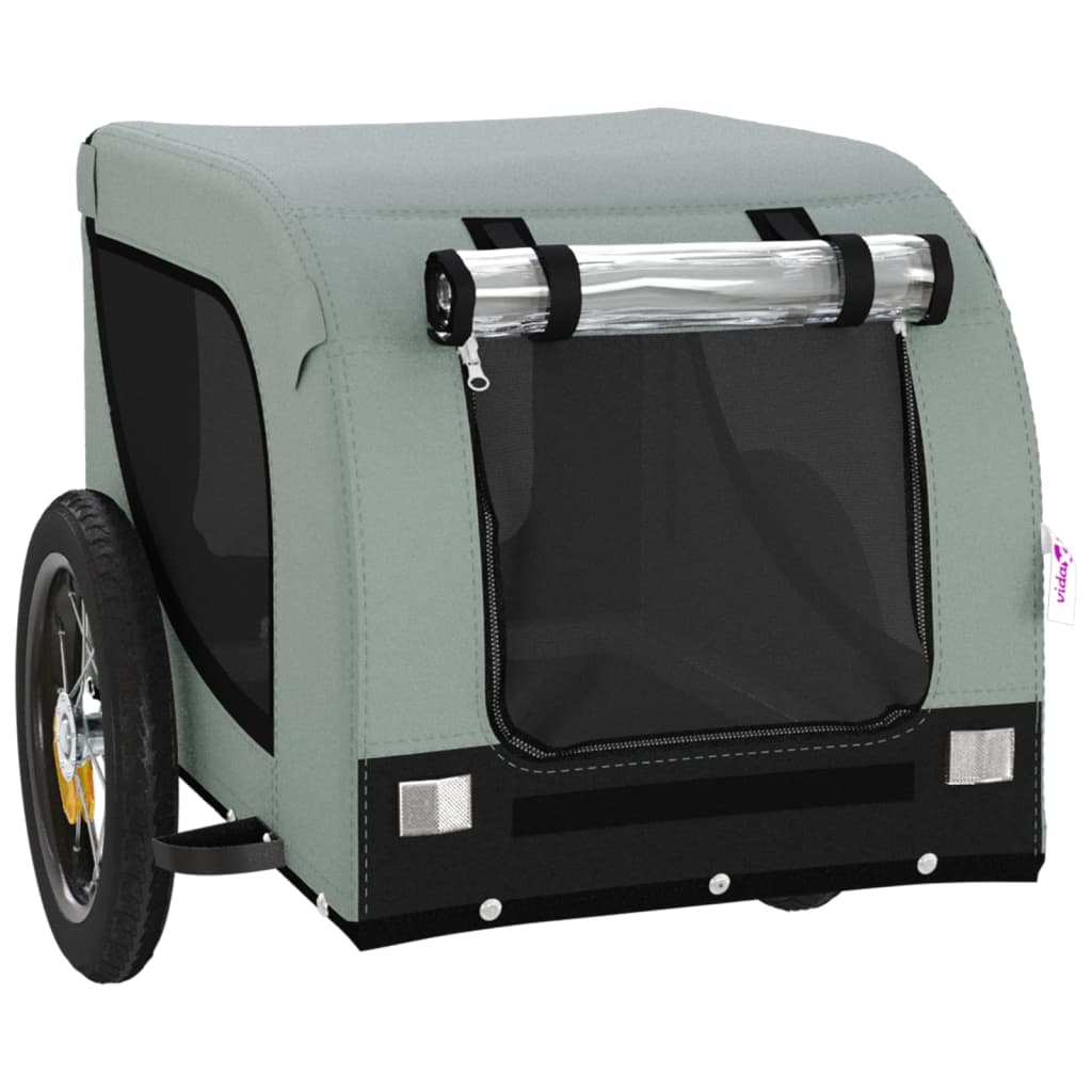 vidaXL Pet Bike Trailer Grey and Black Oxford Fabric and Iron