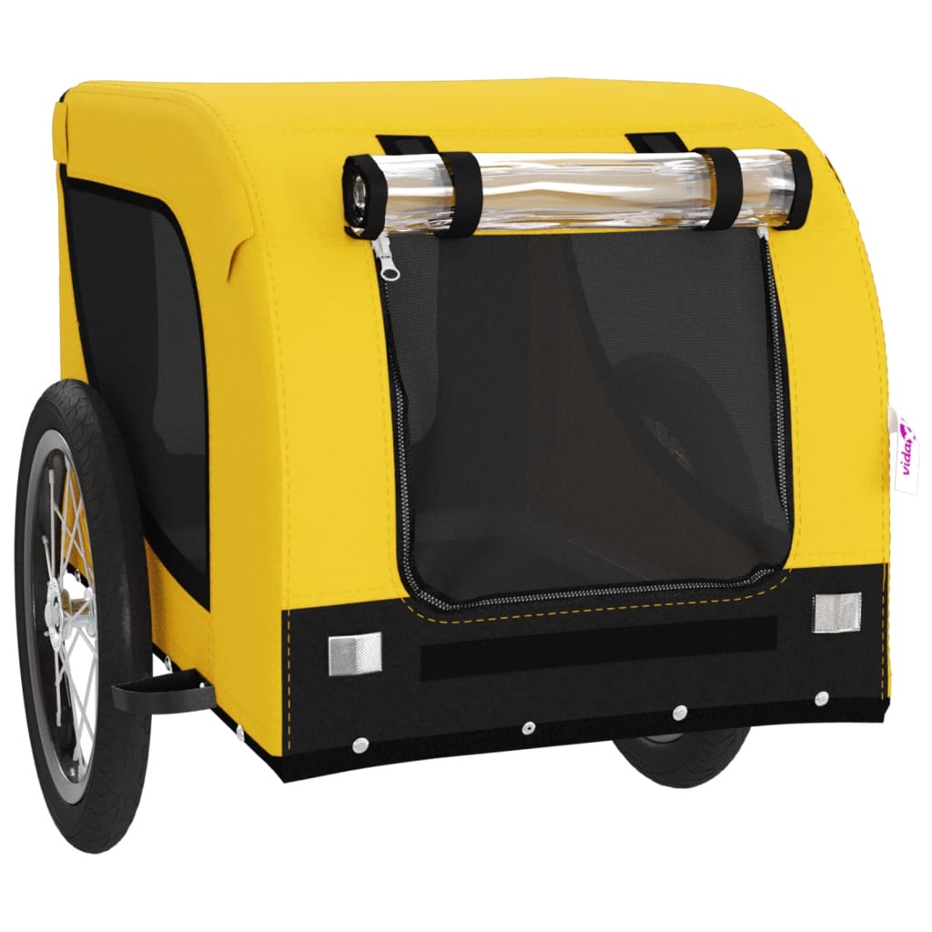 vidaXL Pet Bike Trailer Yellow and Black Oxford Fabric and Iron