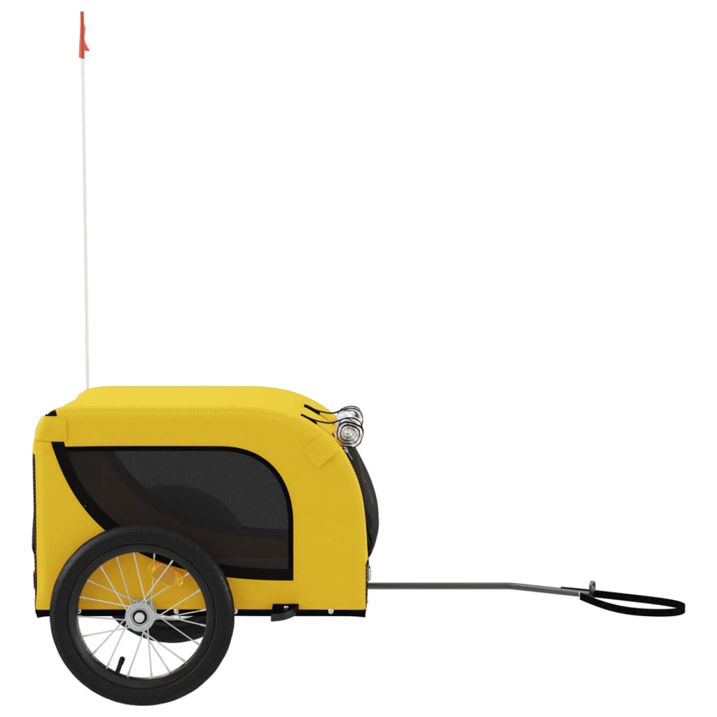 vidaXL Pet Bike Trailer Yellow and Black Oxford Fabric and Iron