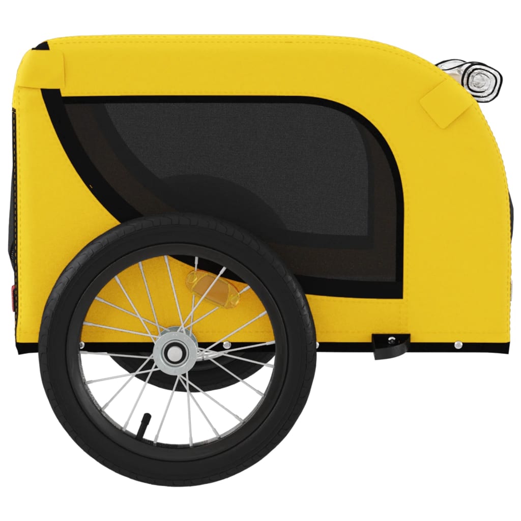 vidaXL Pet Bike Trailer Yellow and Black Oxford Fabric and Iron