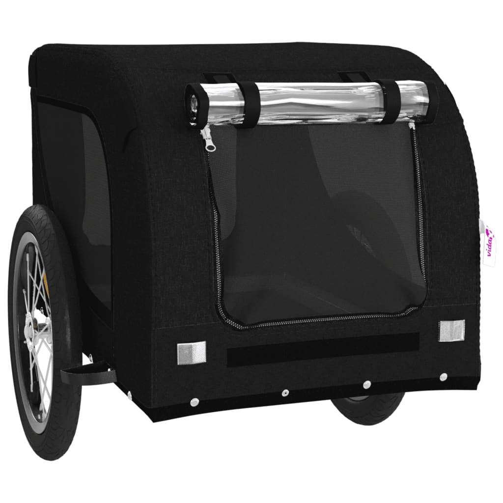 vidaXL Pet Bike Trailer Black Oxford Fabric and Iron