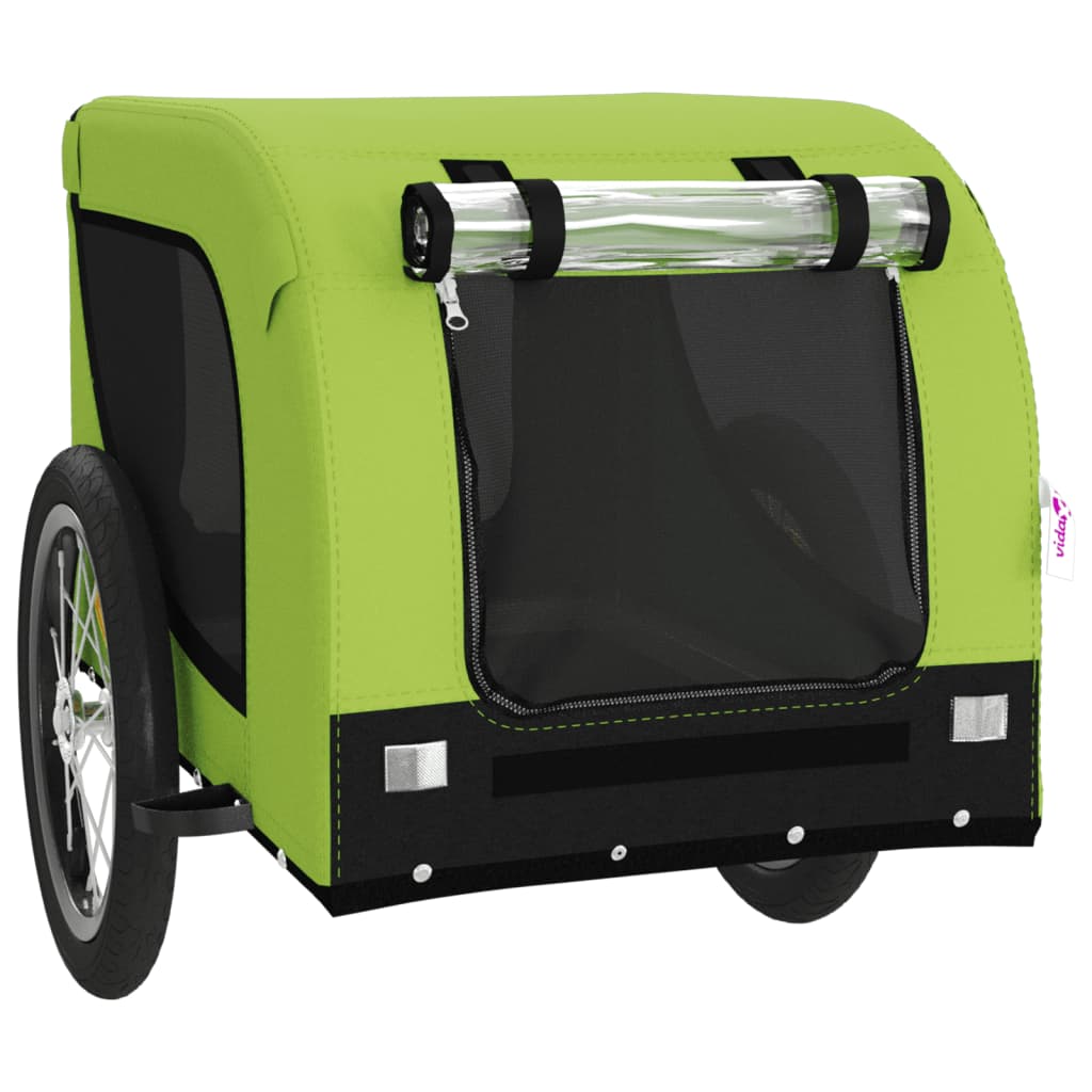 vidaXL Pet Bike Trailer Green and Black Oxford Fabric and Iron