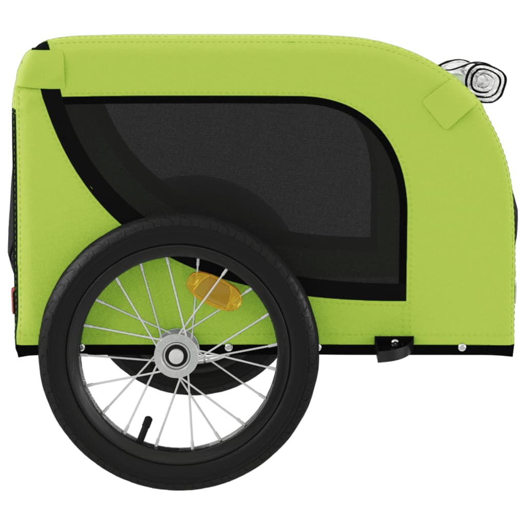 vidaXL Pet Bike Trailer Green and Black Oxford Fabric and Iron