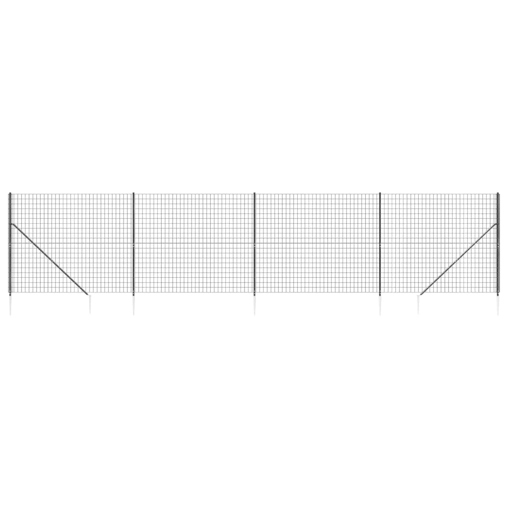 vidaXL Wire Mesh Fence with Spike Anchors Anthracite 1.6x10 m